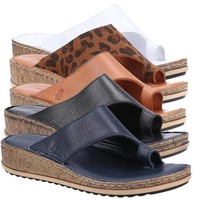 Womens Hush Puppies Elissa Wedge Heeled Slip On Toe Post Sandals Sizes 3 to 8