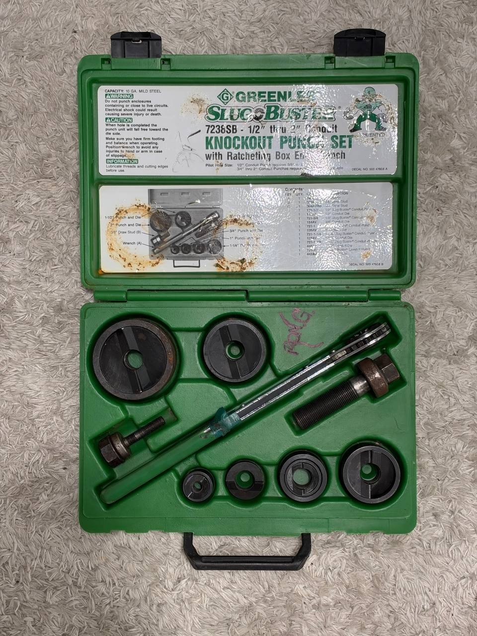 Greenlee 7238SB Slug-Buster 1/2" Thru 2" Conduit Knockout Punch Set