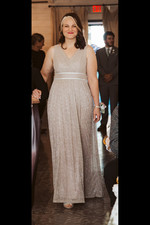 Davids Bridal Size 10 Champagne Taupe Shimmer Bridesmaid Dress V‑Neck Empire