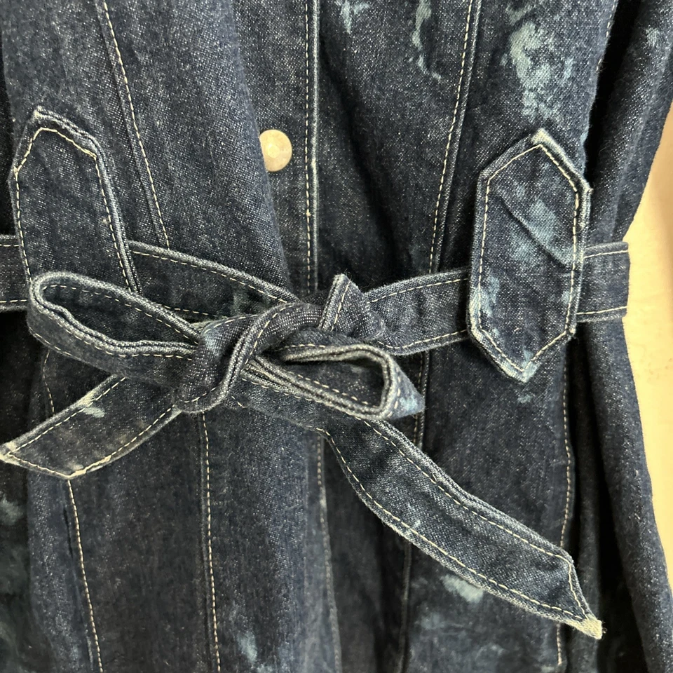 Anna Sui Blue Denim Jean Belted Jacket Blazer 4 S Vintage Luxury Chic 90s Y2K - Image 2 of 4