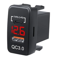 QC3.0 Dual USB Car Charger Socket PD Fast Charging Port Power Adapter for Toyota