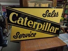 VINTAGE ORIGINAL CATERPILLAR TRACTORS 3FT PORCELAIN SALES SERVICE GAS OIL SIGN