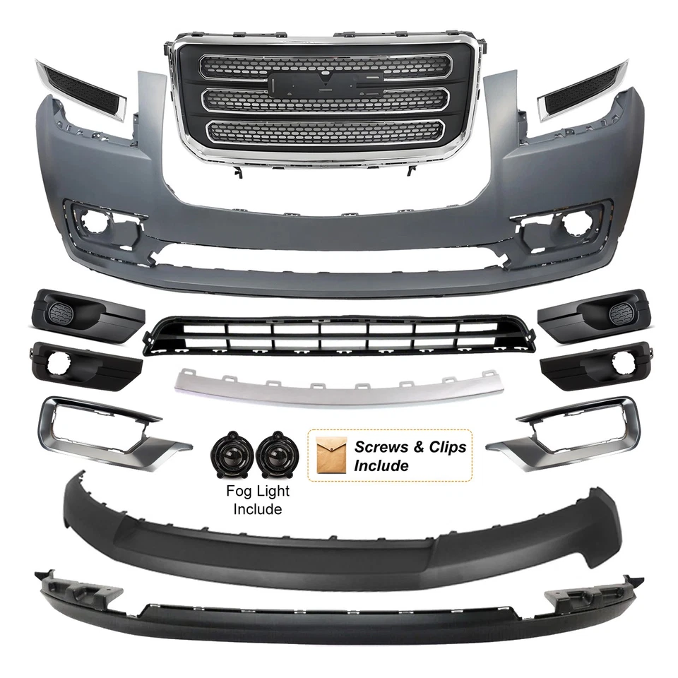 2013 2014 2015 2016 GMC Acadia Front Bumper Cover Assembly Grille w/ Fog Light - Image 2 of 4