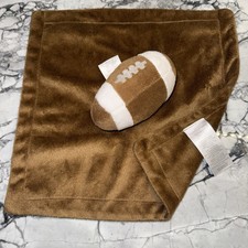 Babies R Us Football Baby Lovey Security Blanket 12x12 Brown Soft Plush