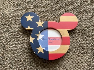 Patriotic Red Stripes Blue Stars DISNEY MICKEY MOUSE EARS Picture Frame