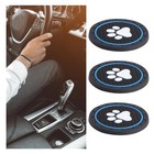 3pcs Universal Cartoon Paw Pattern Car Coaster Silicone Vehicle Insert Cup Pads