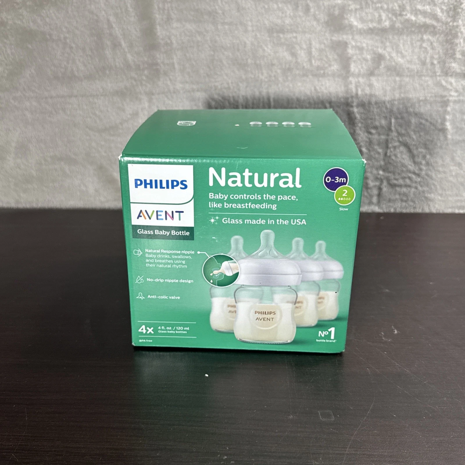 Philips Avent Natural Response Newborn 4 Glass Baby Bottles 4 oz Each NEW