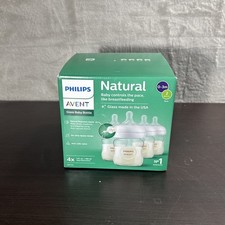 Philips Avent Natural Response Newborn 4 Glass Baby Bottles 4 oz Each NEW
