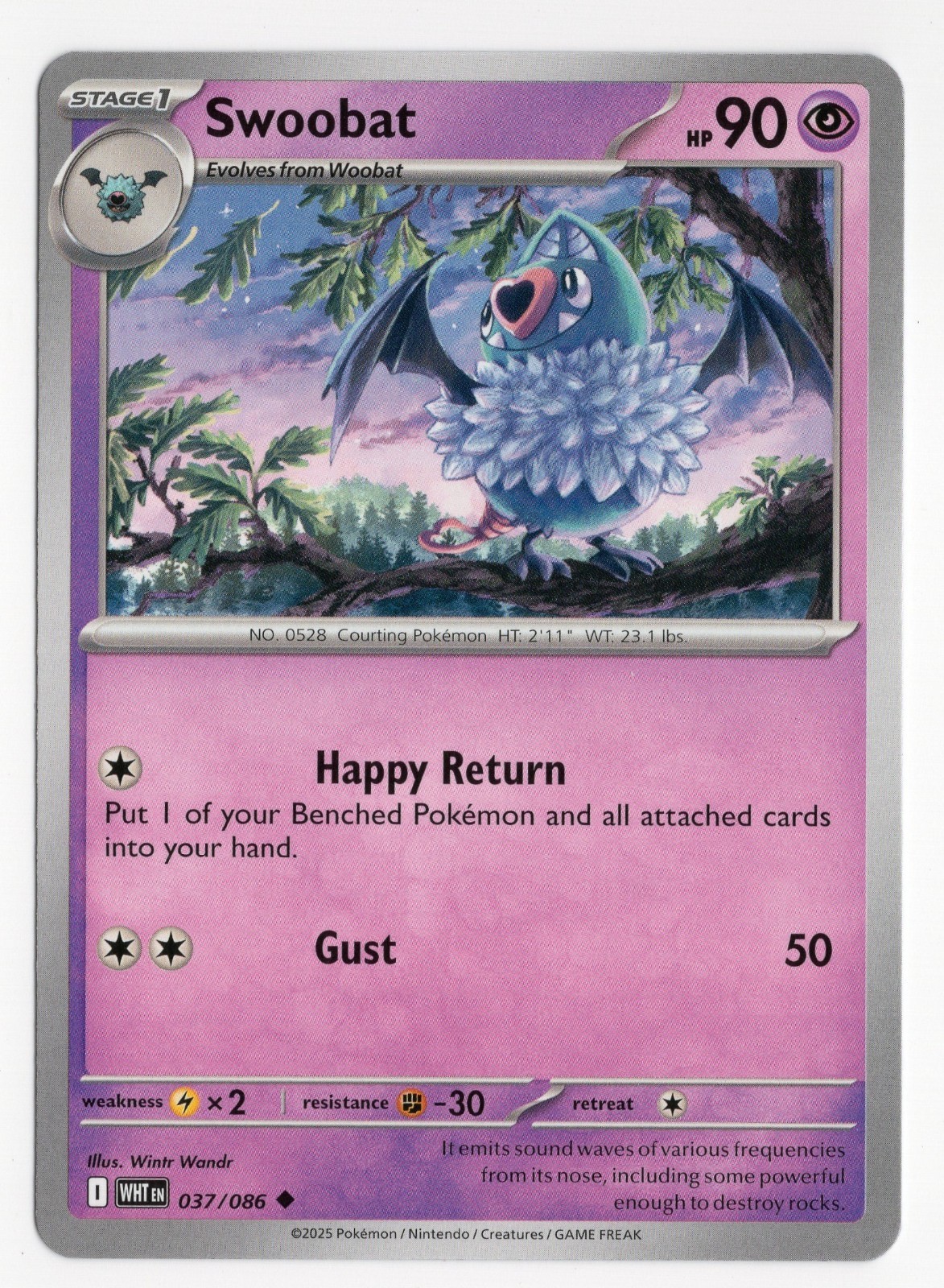 Swoobat 37/086 | Near Mint | SV: White Flare Pokemon TCG BLACK BOLT/ WHITE FLARE
