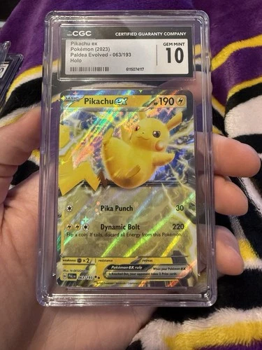 Pokémon Pikachu ex CGC 10 Double Rare 063/193 Paldea Evolved Holo 2023