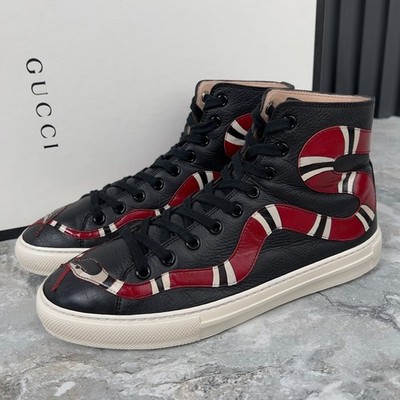 Gucci Major Snake High Top Sneakers Black Leather 7 US or 37 EUR