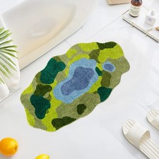 UKELER Moss Bath Mat for Bathroom Simulated Water Puddle Moss Rug Soft Shag R...