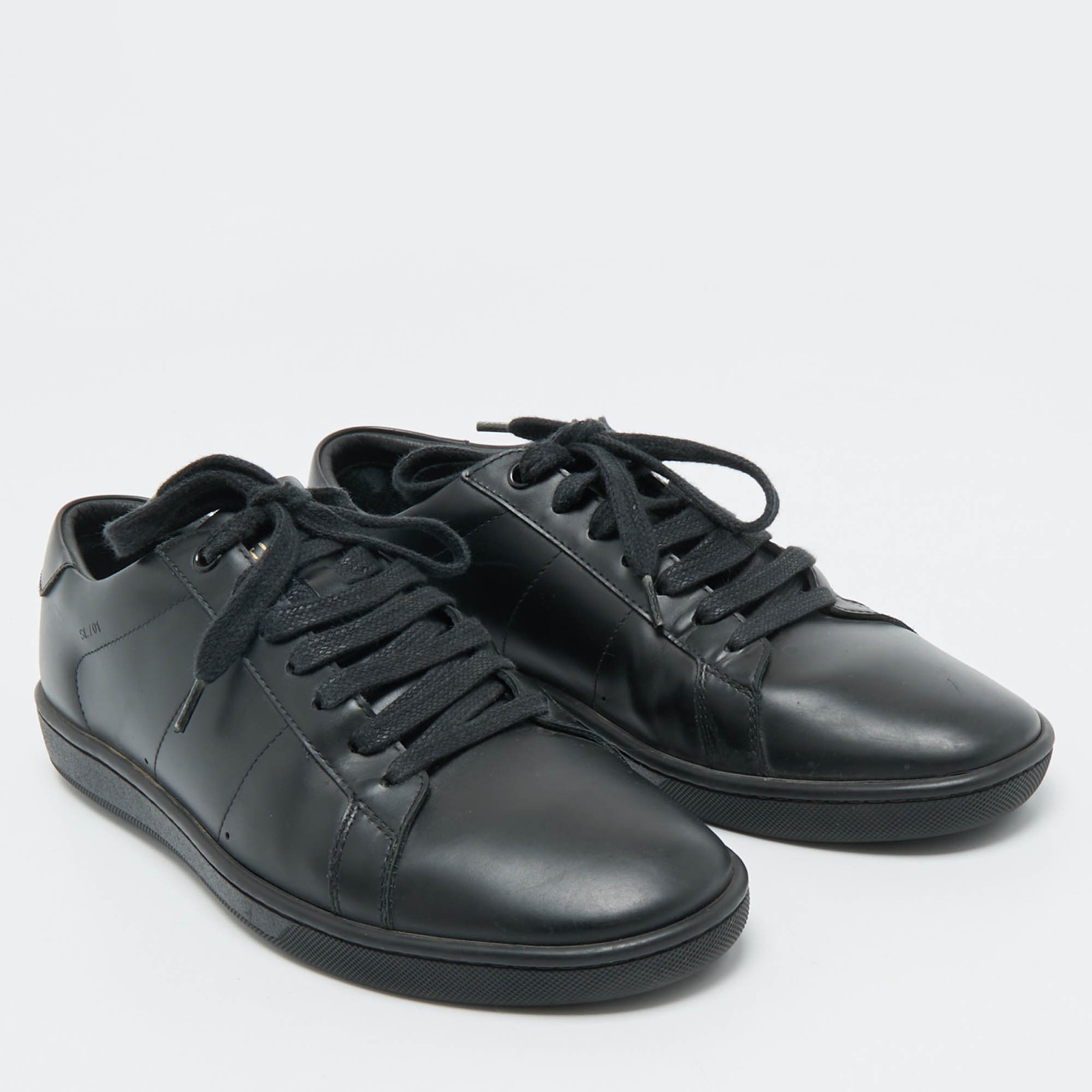 Sneakers basse Saint Laurent corte classiche in pelle nera con labbra taglia 40
