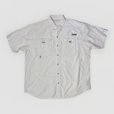 Columbia Shirt Mens XL White Bahama II PFG Fishing Omni Shade Button Up UPF 50