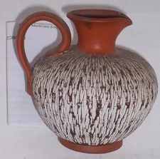 Vintage Handarbeit W. Germany Pottery Terracotta Pitcher Eckhardt Engler “RINDE”