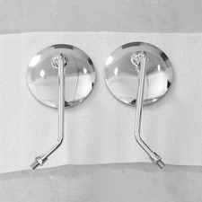 Pair 10mm Motorcycle Rearview Mirrors Rear View Mirror Silver Round Long Stem