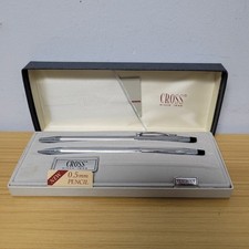 Cross 350105 Lustrous Chrome Ball Point Pen and Pencil Set in Box Vintage 0.5mm