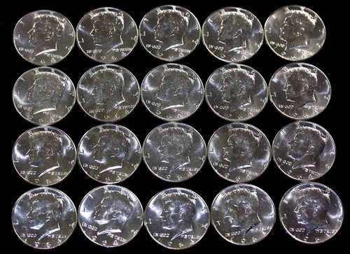 1964 Kennedy 90% Silver Half Dollar  Roll of 20 Coins Choice GEM BU #3