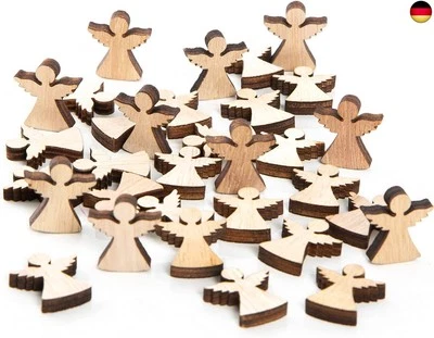 BESUCHE DEN LOGBUCH-VERLAG- Logbuch-Verlag 30 Mini Engel Schutzengel Natur Holz 4 cm Geschenk Give-Away