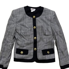 Talbots Blazer Jacket Womens 6 Houndstooth Gold Button Office Preppy Academia