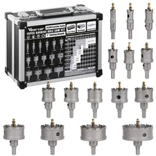 15PCS Carbide Hole Saw Kit, 5/8'' to 3'' Metal Hole Cutter with Pilot Drill, ...