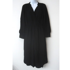 Uniqlo Wrap Dress Size Medium Black Long Sleeve Rayon Work Career Casual