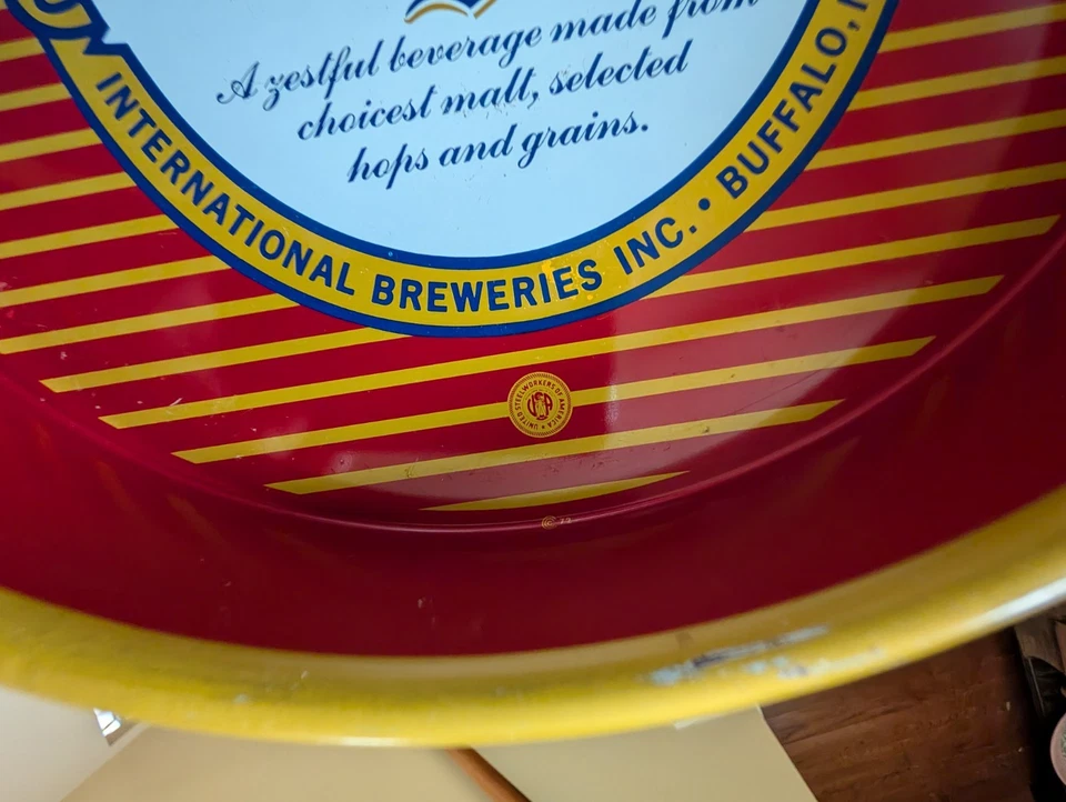 Bandeja metálica vintage de 13 pulgadas Iroquois Brewing Buffalo NY Indian Head Beer Foto 4 de 4