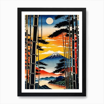 Japanischer Sonnenuntergang Kunstdruck gerahmt Wa gerahmt Wandbild Poster Leinwanddruck Bild
