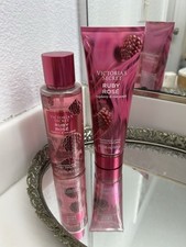 NEW Victoria  s Secret 2 Piece Fragrance Mist Spray  Body Lotion Set RUBY ROSE