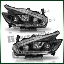 For 2015 2016 2017 2018 Nissan Murano Black Halogen Led Drl Headlights Lamps Lr