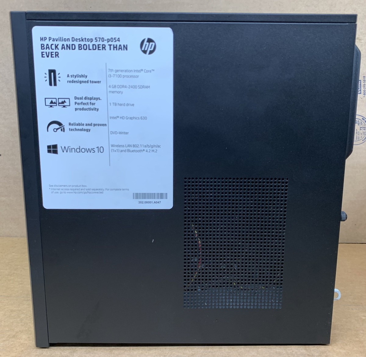 HP PAVILION 570-P054 Desktop Intel Core i3-7100@3.90GHz 4GB DDR4