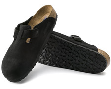 New Birkenstock Boston Soft Footbed Black Suede Clog Unisex Narrow Wide 37-45