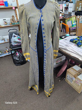 Betsey Johnson Collectible Blue Yellow Striped  Button Fringe Maxi Dress 8