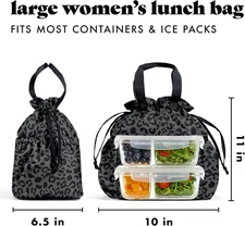 Cromwell Drawstring Lunch Bag for Women, Complete Lunch Set with 2 Containers...