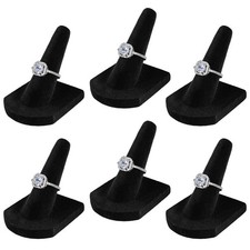 Velvet Single Ring Holder, Display Stand for Jewelry, Multiple Ring Types, Bl...