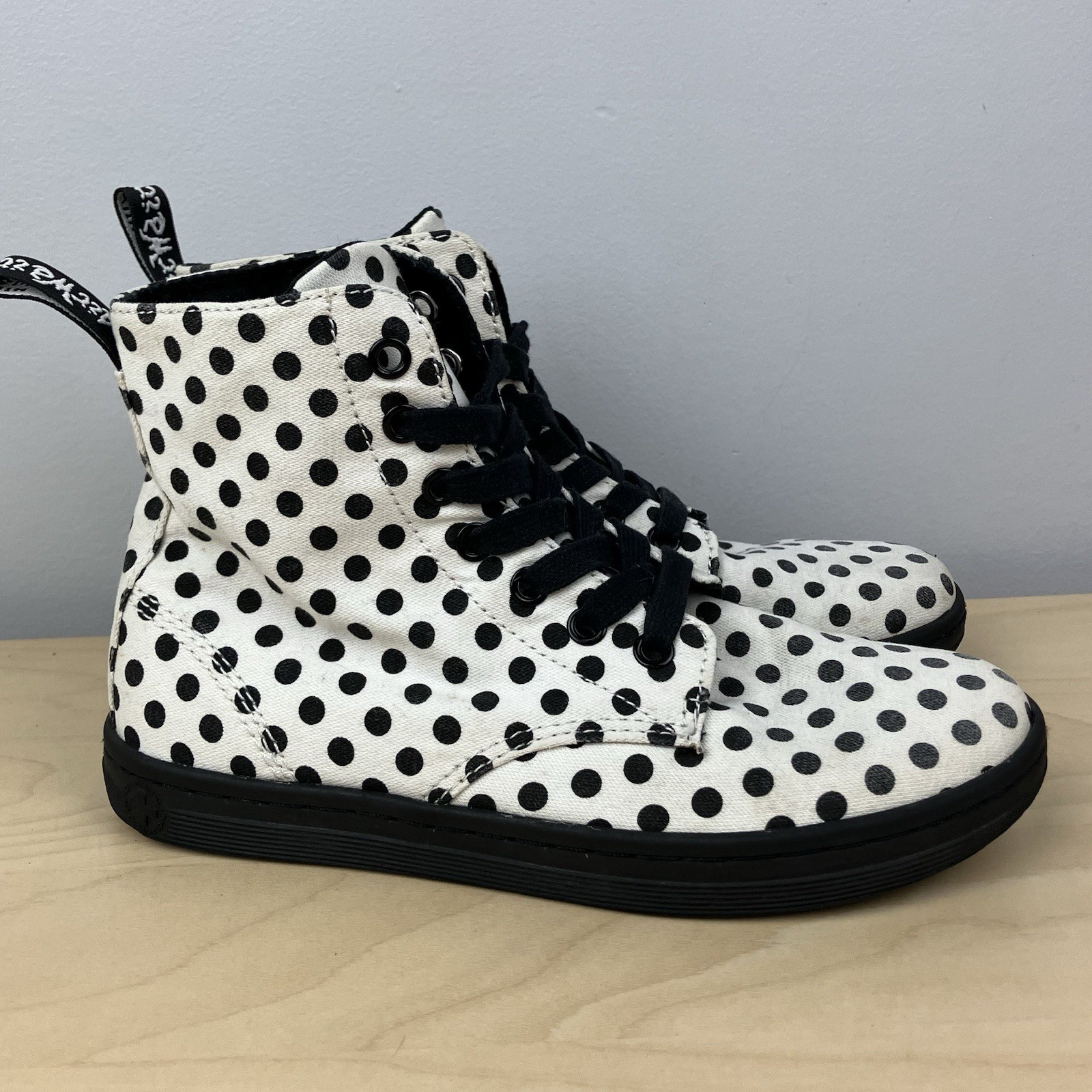 Dr. Doc Martens Women’s Size 5.0 Hackney Polka Dot High Top Boots White & Black