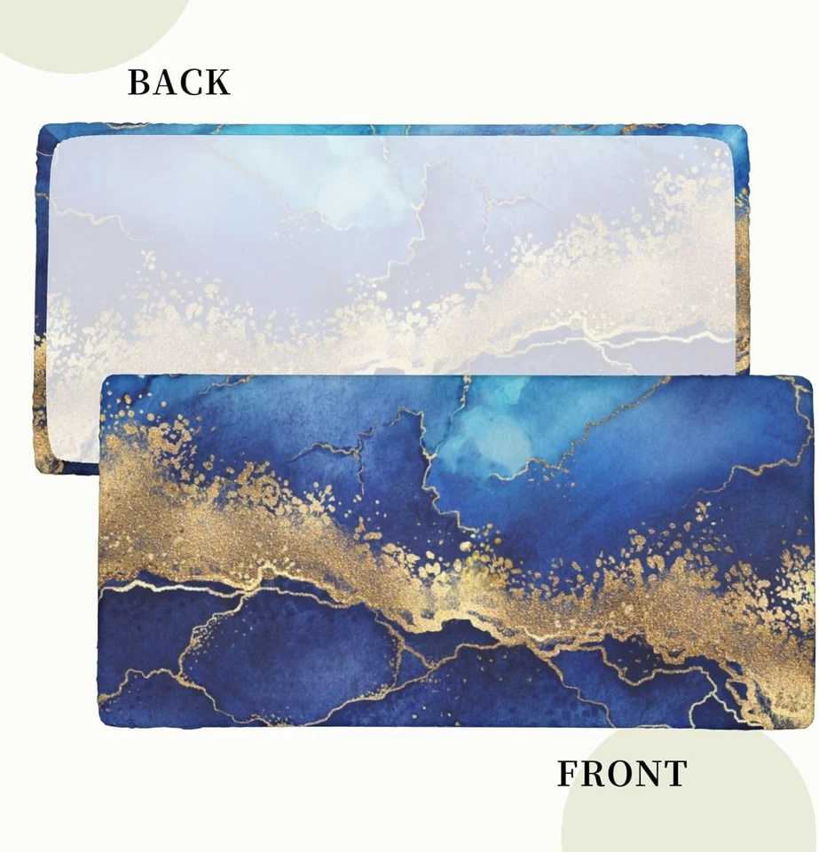 Mantel de fondo de mármol dorado azul con borde elástico para rectángulo de 5 pies... Foto 4 de 4