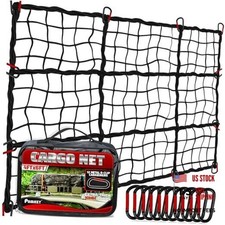 Premium 4'x6' Heavy Duty Cargo Net Stretches to 8' x 12', Extra Thick 10mm