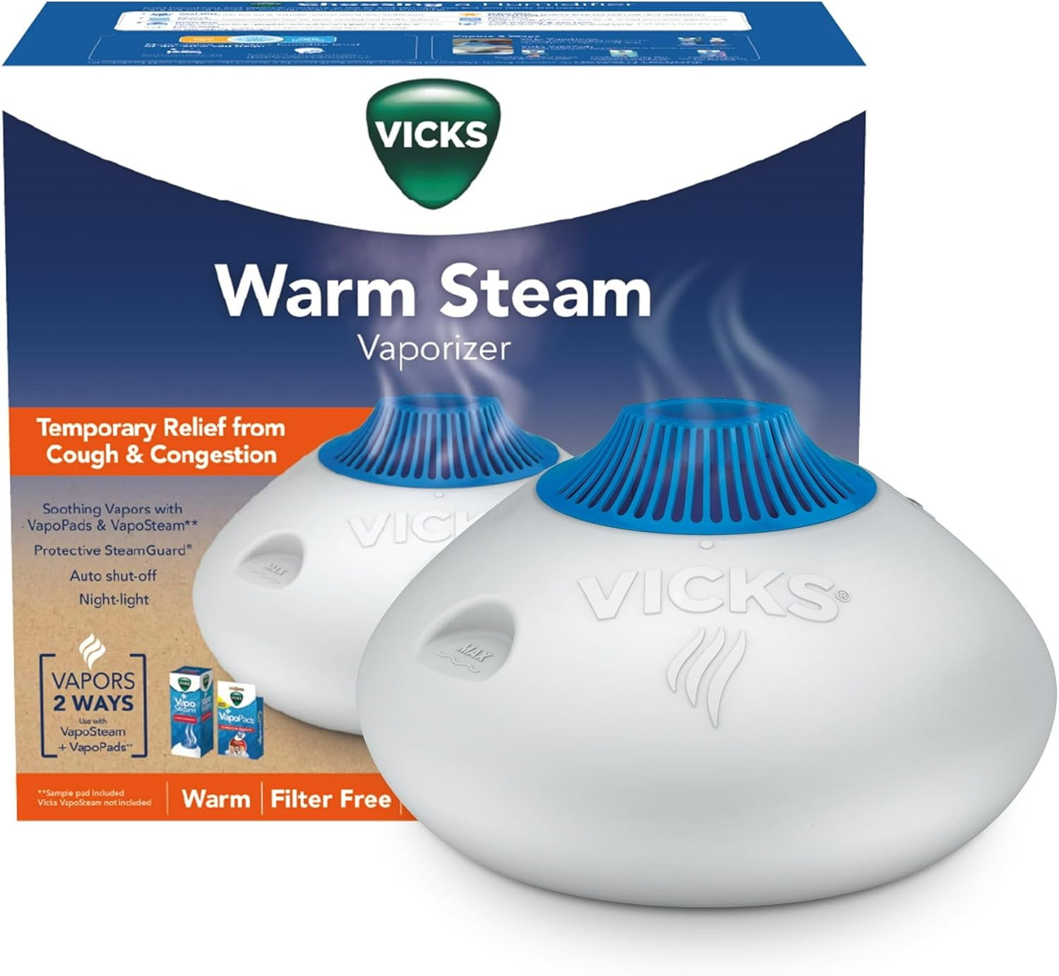 Vicks Warm Steam Vaporizer for Small to Medium Rooms with Night Light