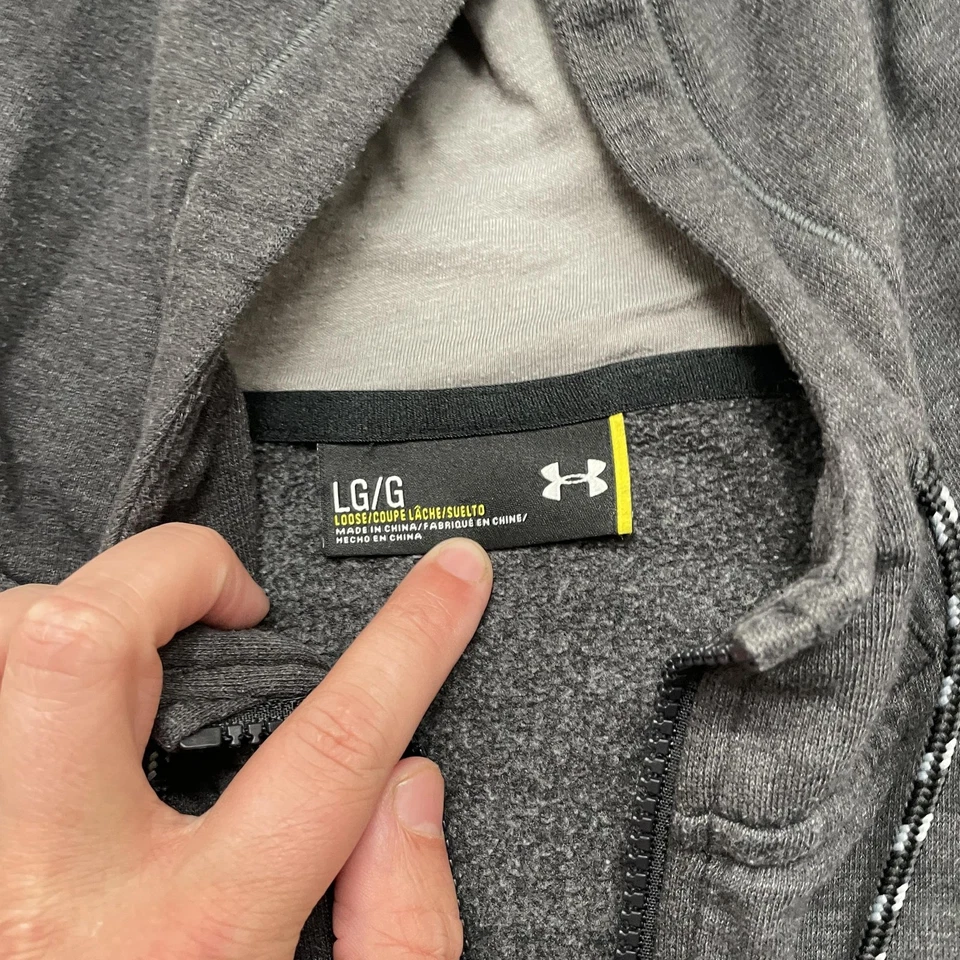 Sudadera con Capucha Under Armour Para Hombre Grande Gris Cremallera Completa ColdGear Polar Sudadera Logo Foto 2 de 4