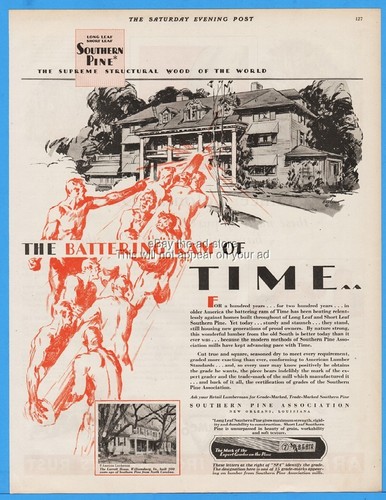 1929 Southern Pine Association New Orleans LA Battering Ram Of Time Haus Kunst Anzeige