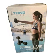 🏋️ BRAND NEW IN BOX TONE FITNESS 5 POUND DUMBELL SET 2  2.5 POUND BLACK FITNESS