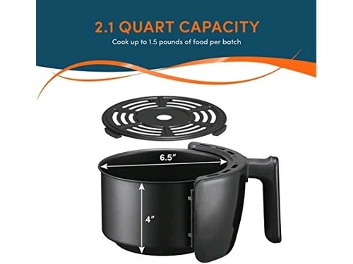 Elite Gourmet EAF0201 Personal 2.1 Qt. Electric Hot Air Fryer Oil-Less Cooker - Picture 3 of 7