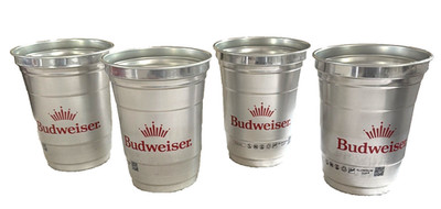 Budweiser Aluminum Ball Stay Cool Cups Set of 4 Budweiser Cups MLB Logo