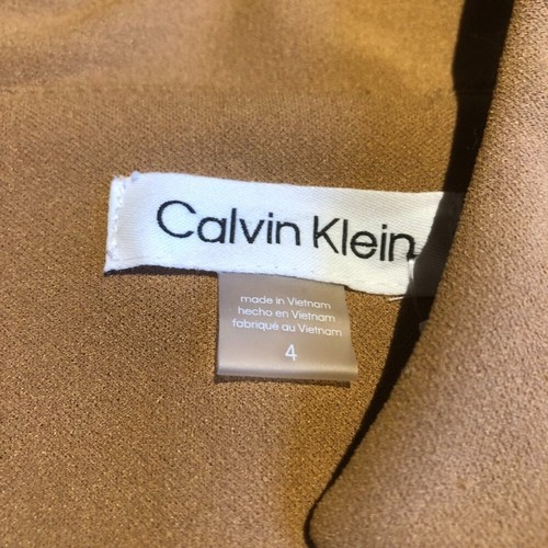 NWT Calvin Klein Size 4 Camel Color Fit and Flare Sleeveless Collared Dress - Picture 6 of 7