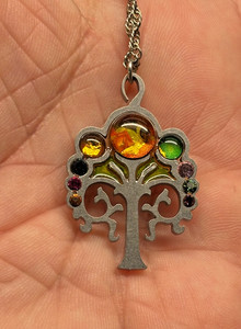 Vintage Judaica Jewish SEEKA TREE OF LIFE Pendant Necklace jewelry SWAROVSKI