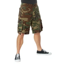 2540-M Rothco Camo Cargo Shorts Vintage Utility Military [Medium, Woodland Camo]
