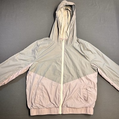 Pink Rose Girls Purple Gray Rain Jacket Coat Size Small Full Zip Hooded Pockets