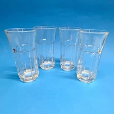 Lot of 4 VTG Federal Glass Co. Clear Shot Glasses Shooters F Shield Mark 4.25"H