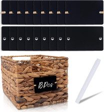 18Pcs Acrylic Basket Labels for Storage Bins, Shape 01 Pantry Storage Black New